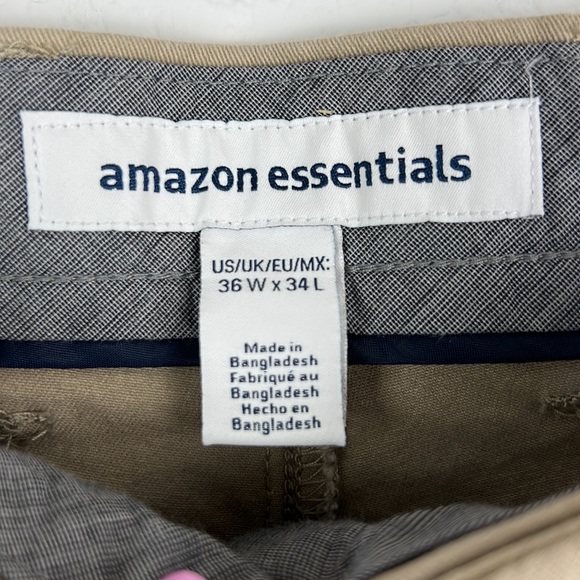 Amazon Essentials Jeans Mens Size 36 W 34L Khaki Business Casual Office Preowned - Picture 2 of 4